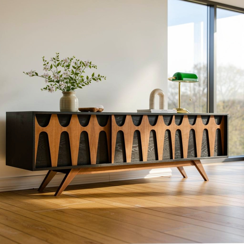 Brasilia Styled TV Console Record Player Stand