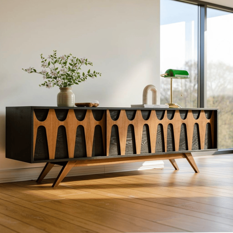 Brasilia Styled TV Console Record Player Stand