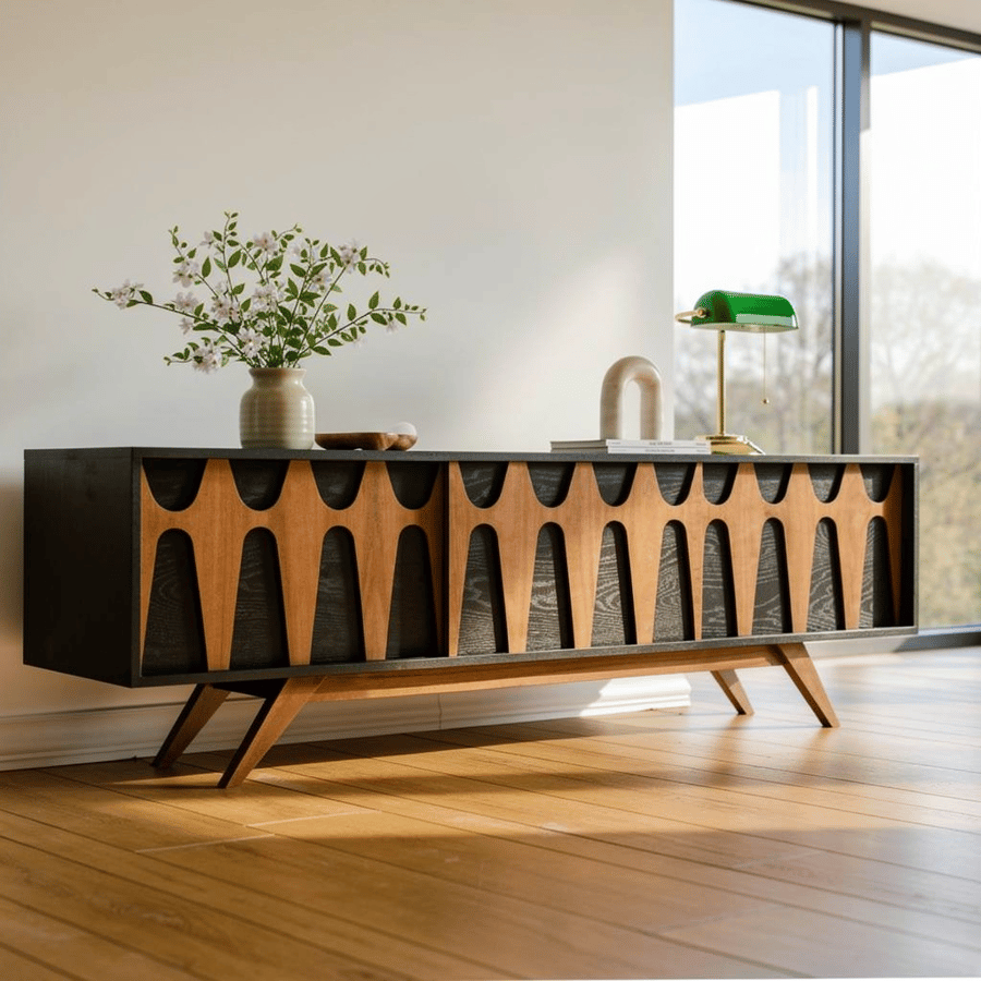 Brasilia Styled TV Console Record Player Stand