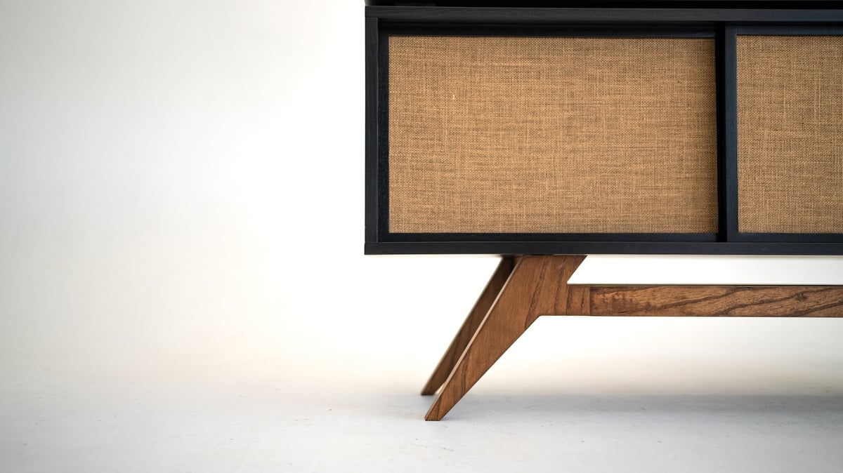 Black Oak record stand storage detail