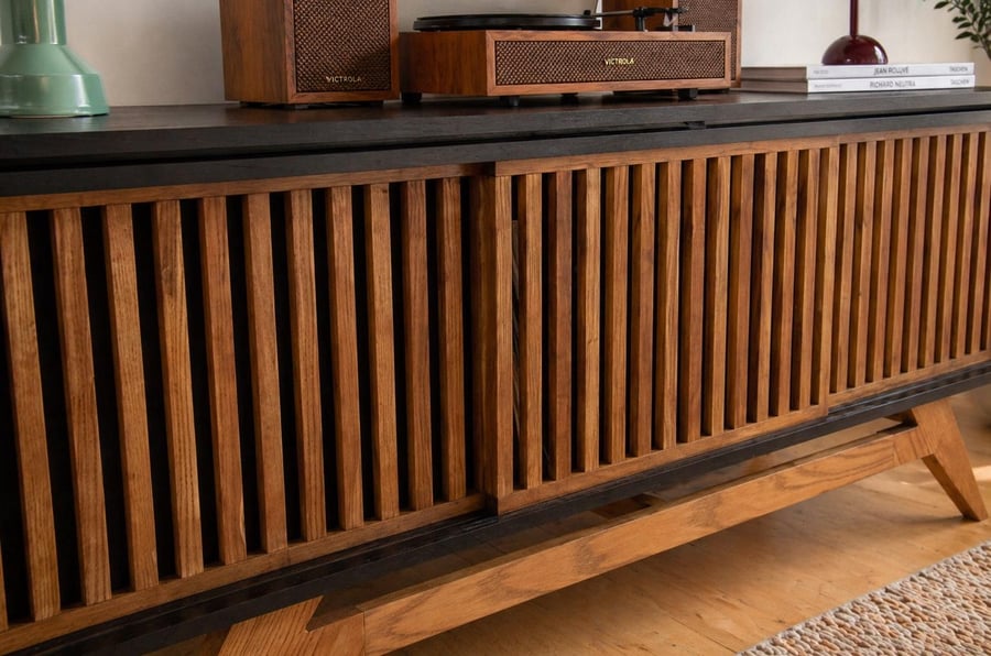 Urban Mid Century Modern Record Player Vinyl Storage Stand - detail