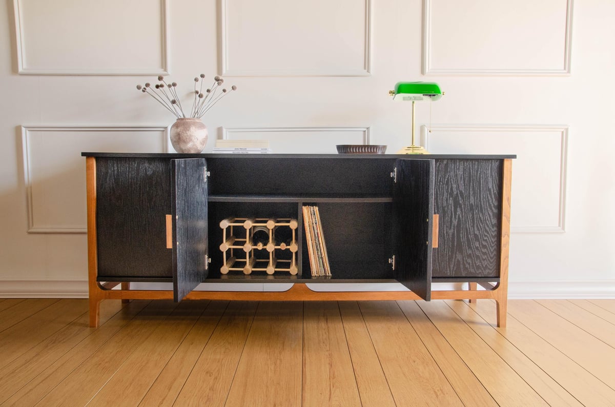 Mid Century Modern Credenza Wine Bar Record Player Stand