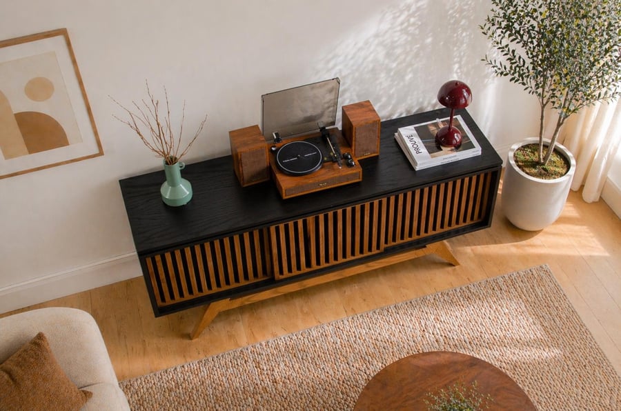 Urban Mid Century Modern Record Player Vinyl Storage Stand