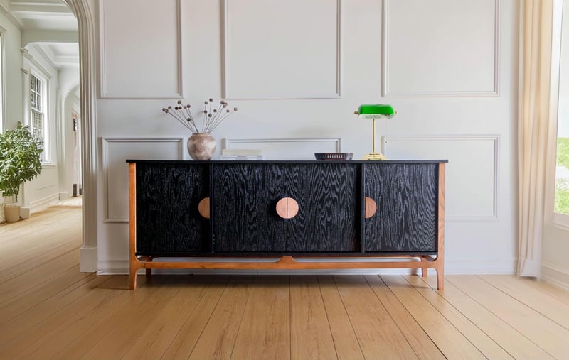 Mid Century Modern Credenza Wine Bar Record Player Stand