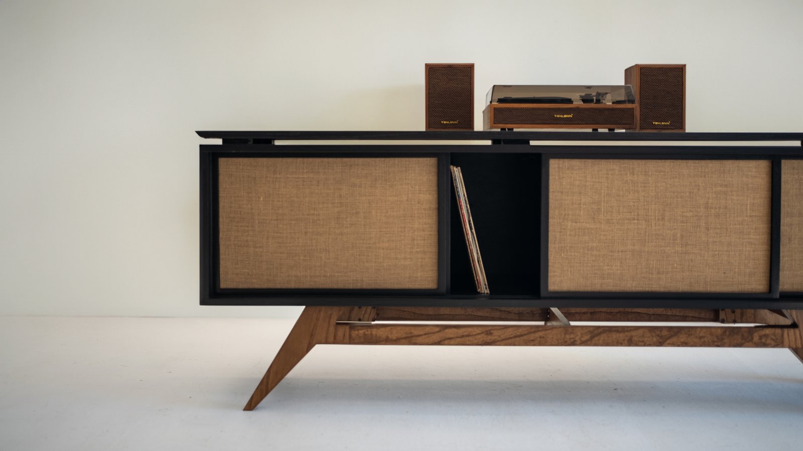 Walnut mid-century modern console
