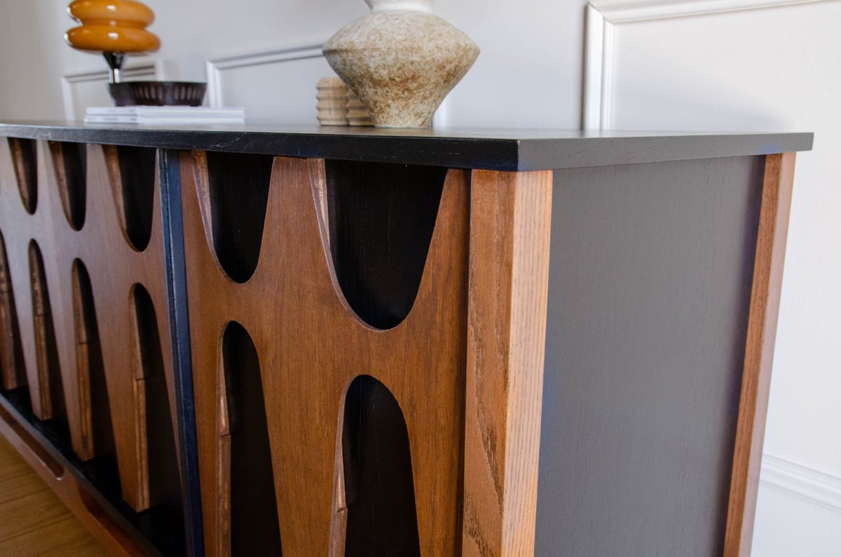 Brasilia Styled Mid Century Modern Credenza Wine Bar Record Player Stand