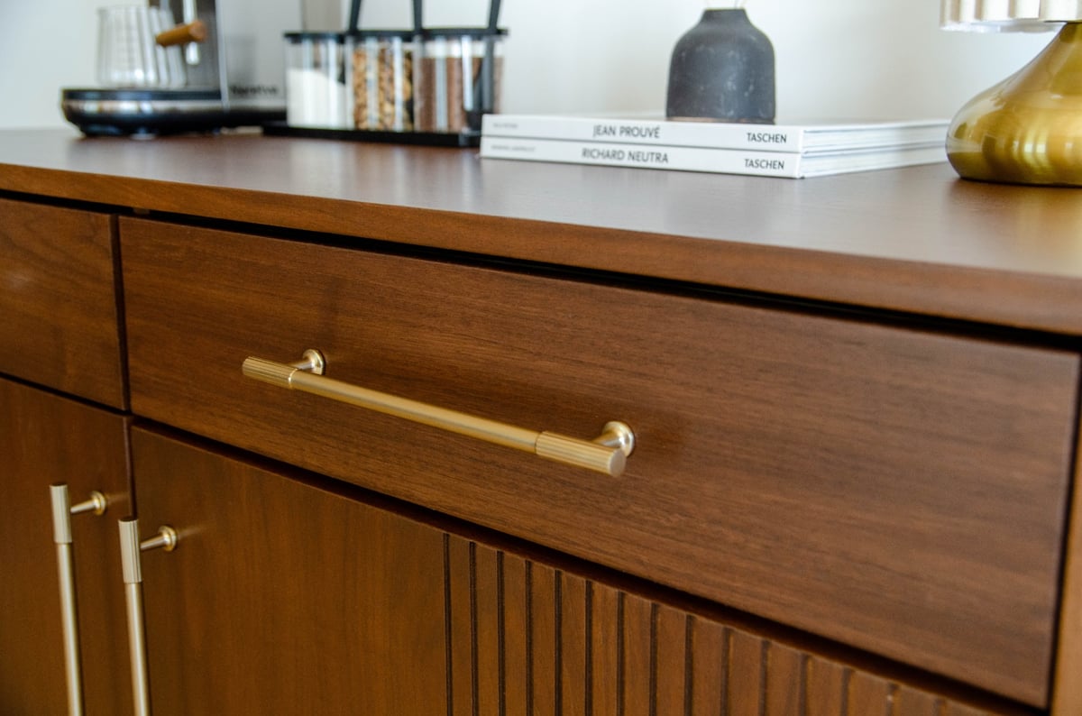 Walnut Coffee Bar Cabinet with Fridge Space