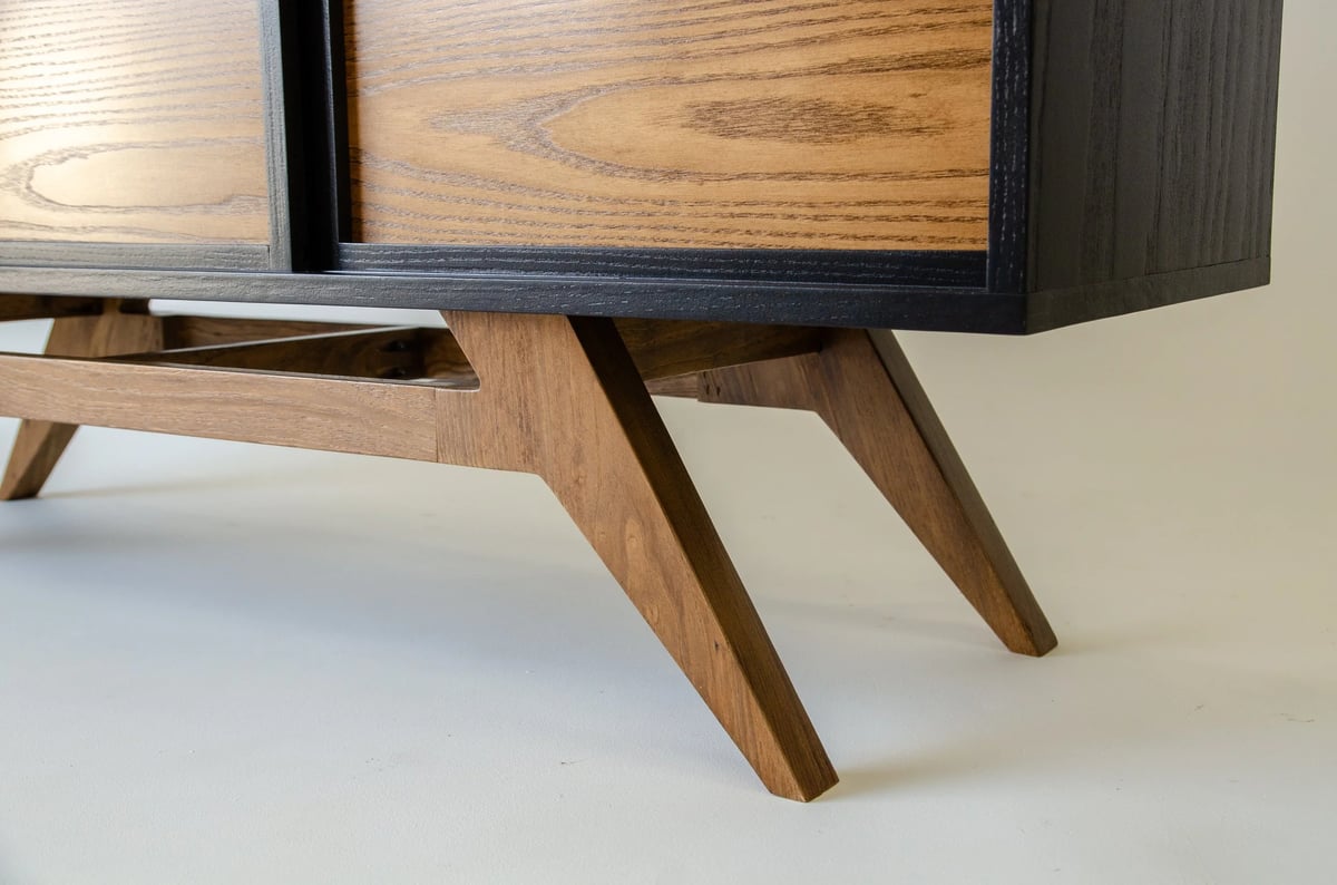 Mid Century Modern Oak Two Tier Record Player Vinyl Storage Stand