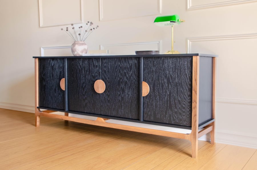Mid Century Modern Credenza Wine Bar Record Player Stand