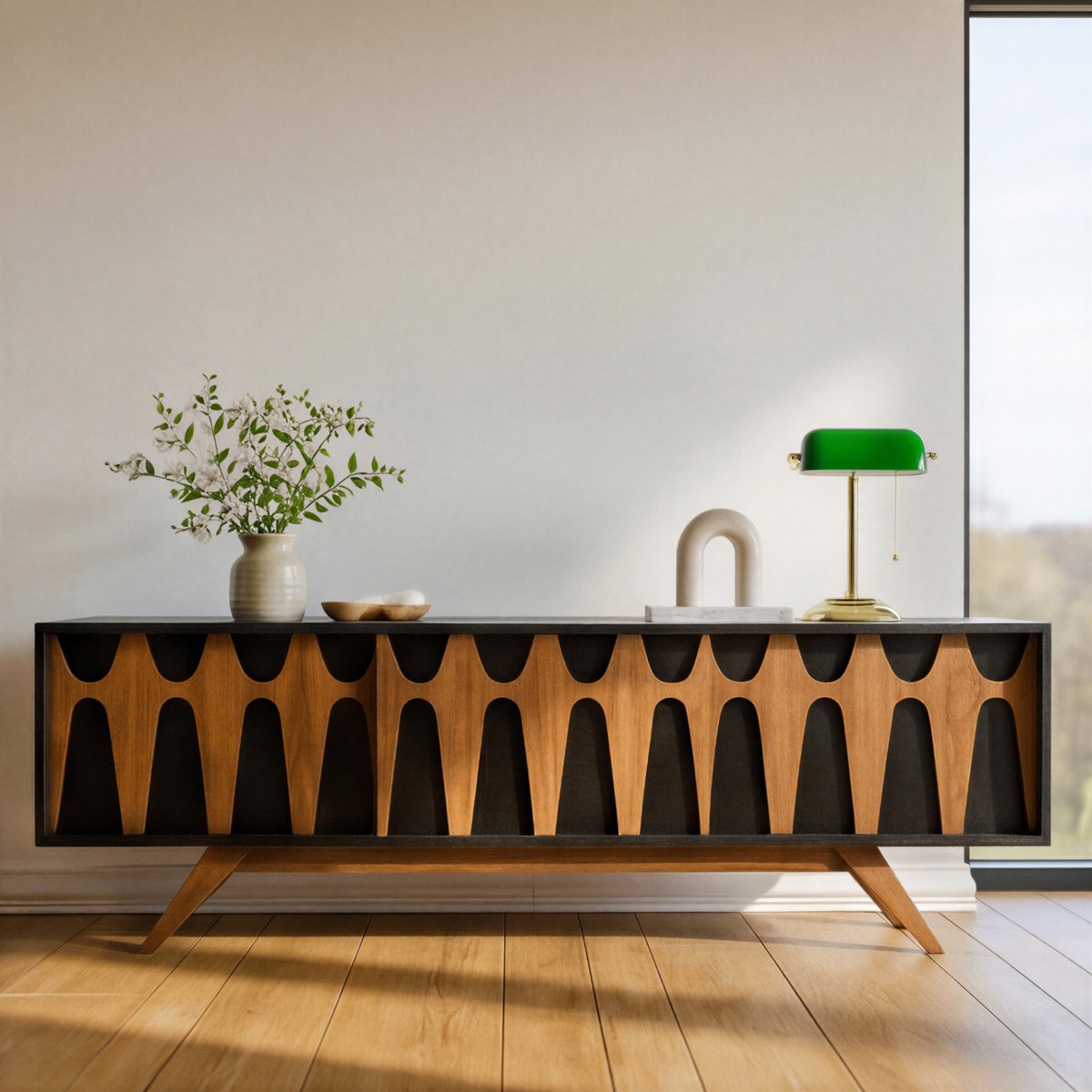 Brasilia Styled TV Console Record Player Stand