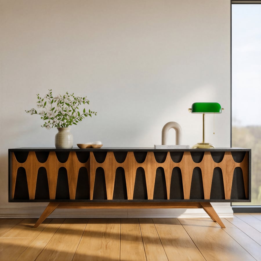 Brasilia Styled TV Console Record Player Stand