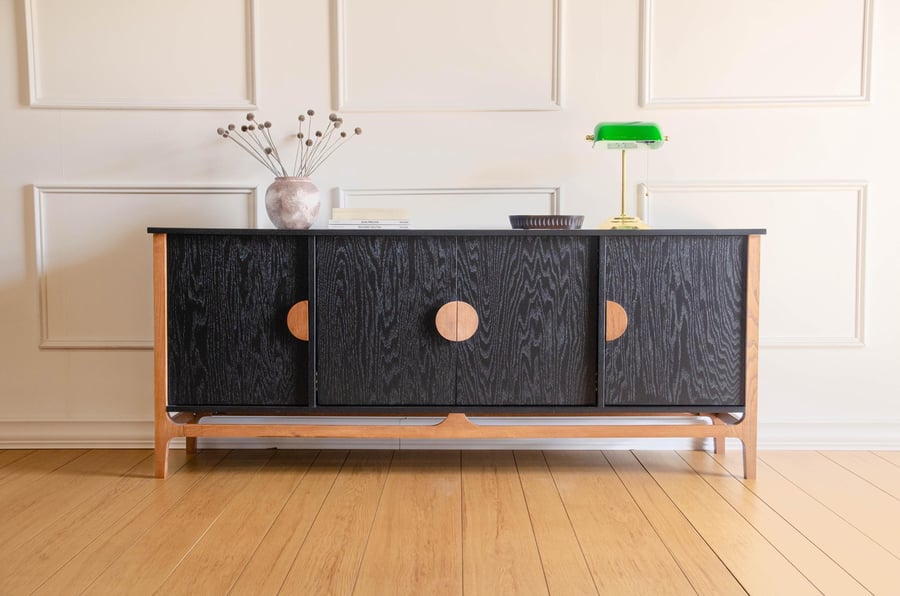 Mid Century Modern Credenza Wine Bar Record Player Stand