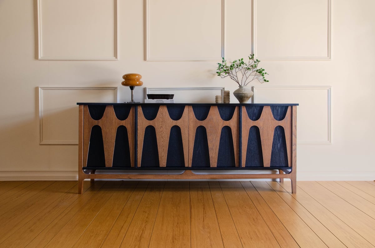 Brasilia Styled Mid Century Modern Credenza Wine Bar Record Player Stand