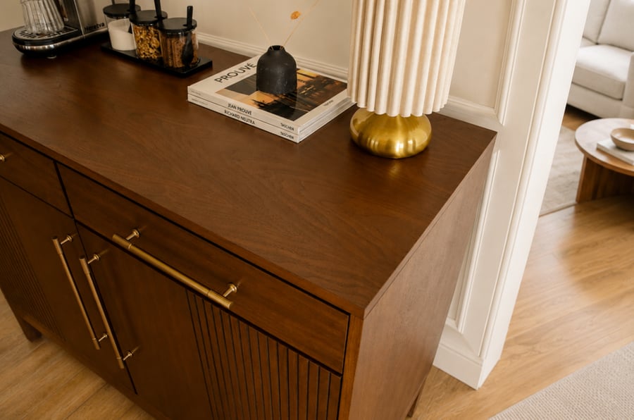 Walnut Coffee Bar Cabinet with Fridge Space