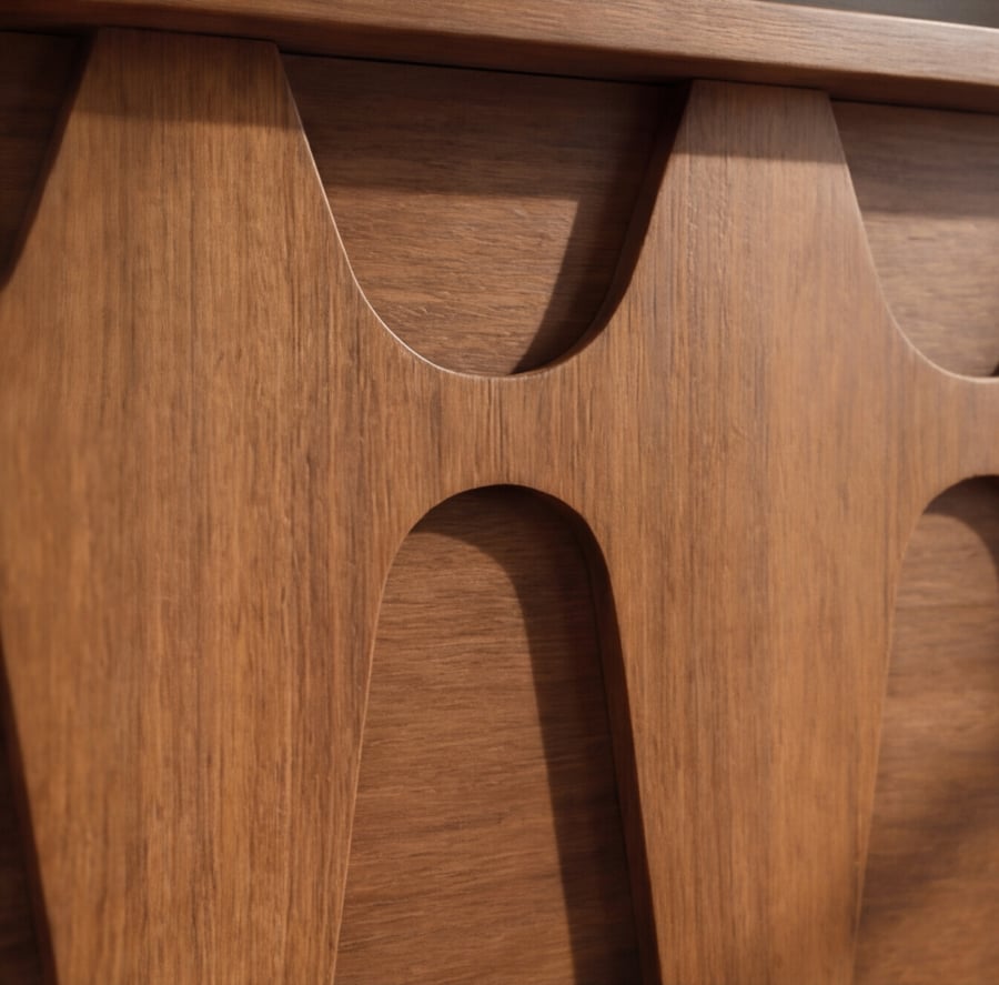 Mid Century Modern Brasilia Styled Walnut Record Player Stand