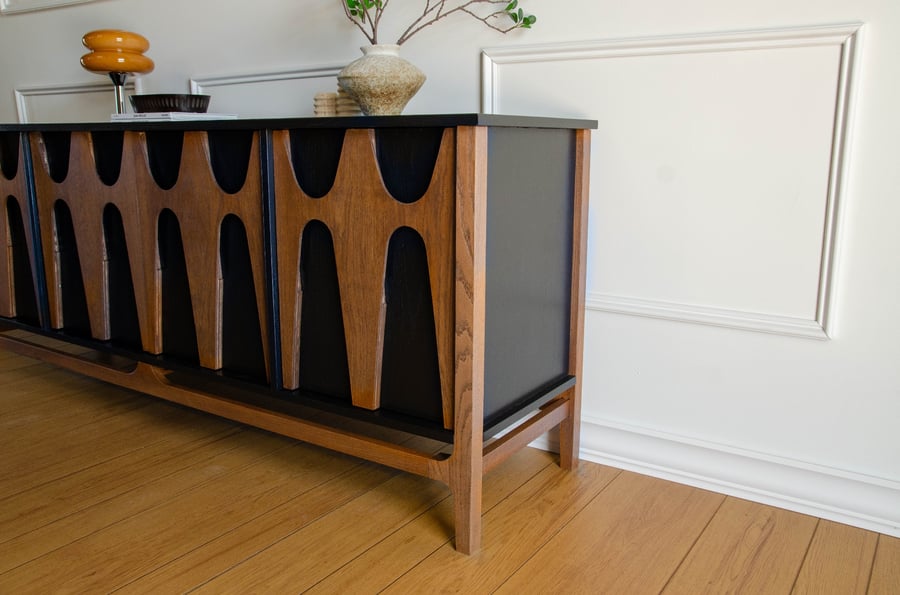 Brasilia Styled Mid Century Modern Credenza Wine Bar Record Player Stand