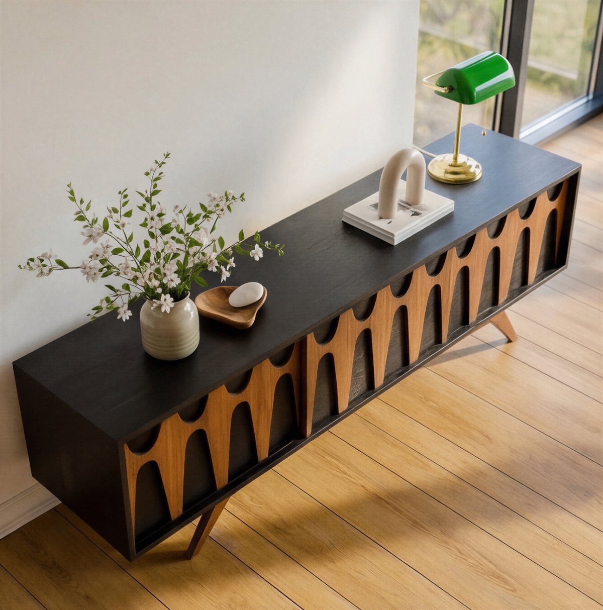 Brasilia Styled TV Console Record Player Stand
